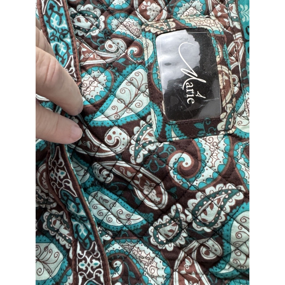 Marie By Giftcraft Paisley Shoulder Bag Turquoise Brown Quilted - Picture 10 of 16